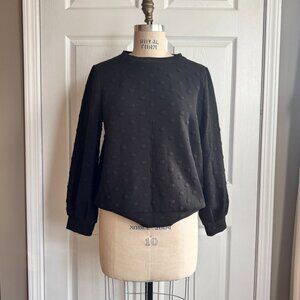 NWOT Black Polka Dot Sweatshirt Cropped Full Sleeves Size M by Lili's Closet